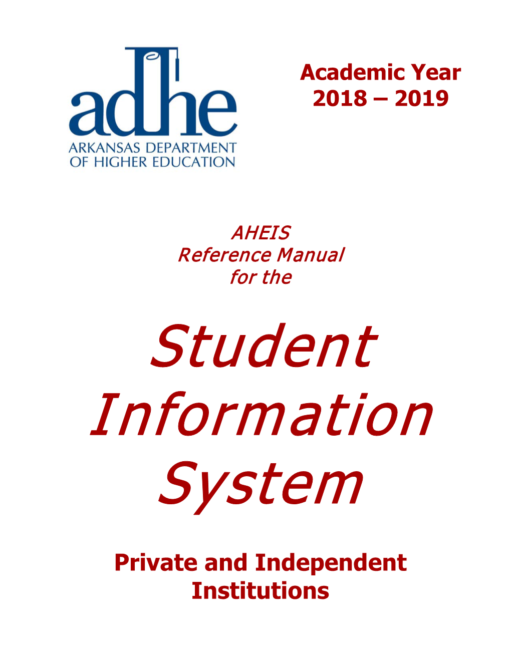 Private and Independent Institutions ADHE Contacts