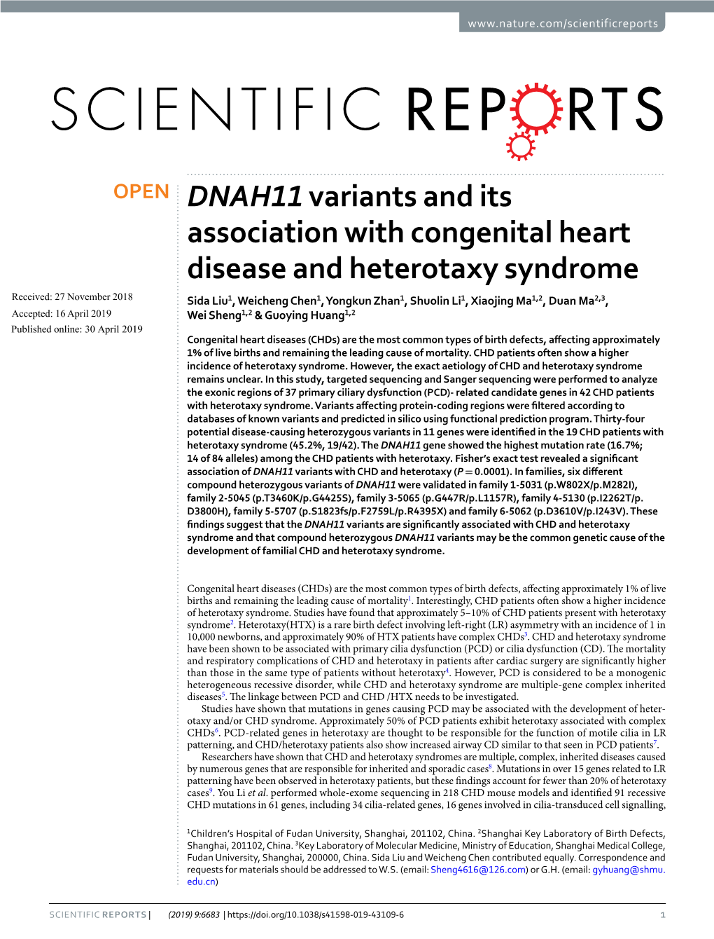 DNAH11 Variants and Its Association with Congenital Heart Disease And