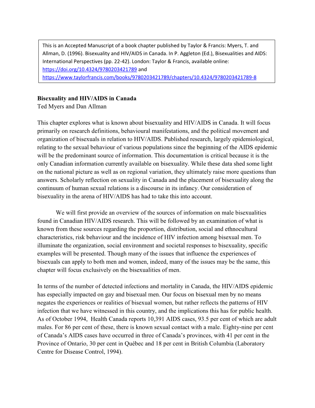 Bisexuality and HIVAIDS in Canada [Accepted Manuscript].Pdf