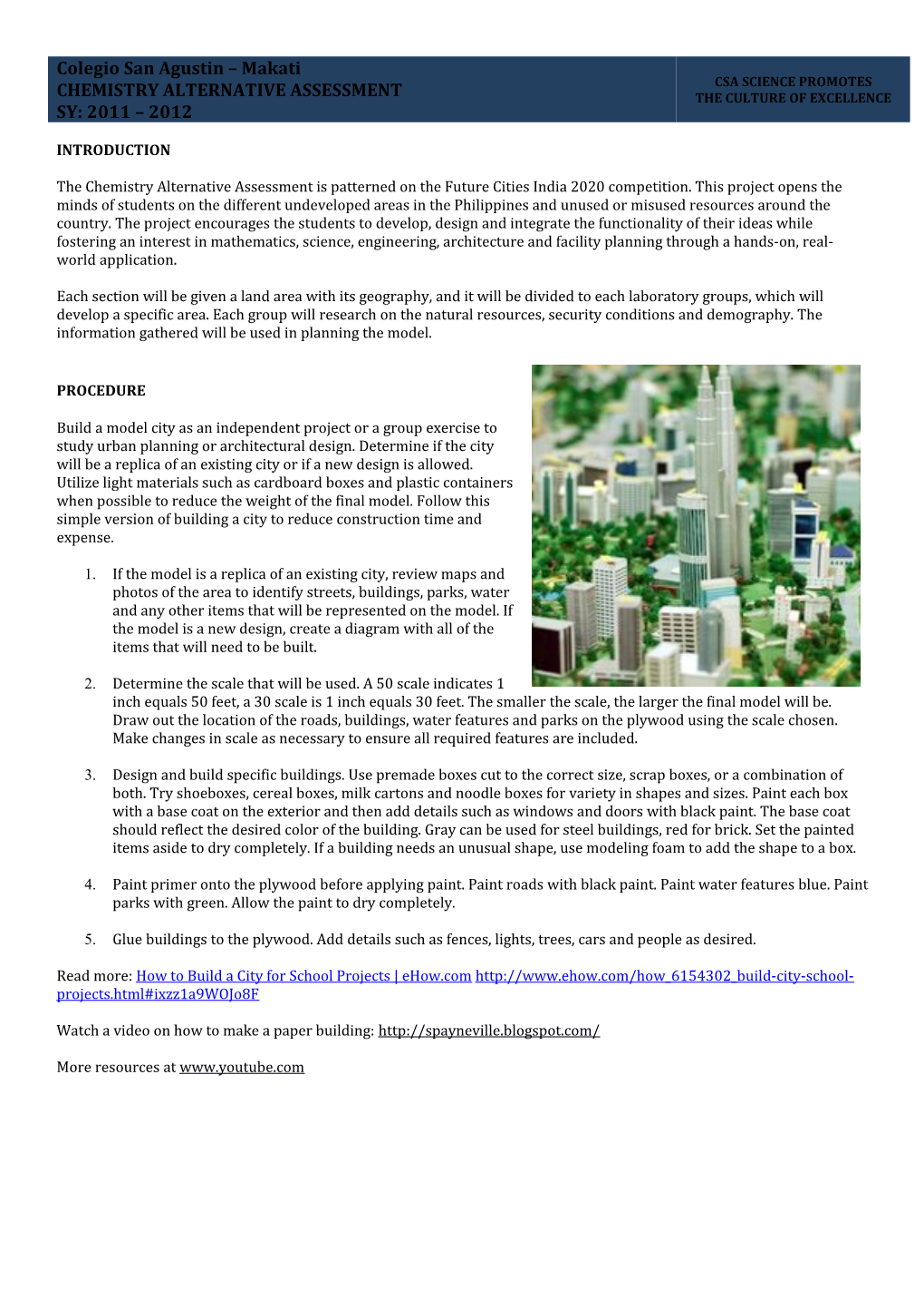 The Chemistry Alternative Assessment Is Patterned on the Future Cities India 2020 Competition