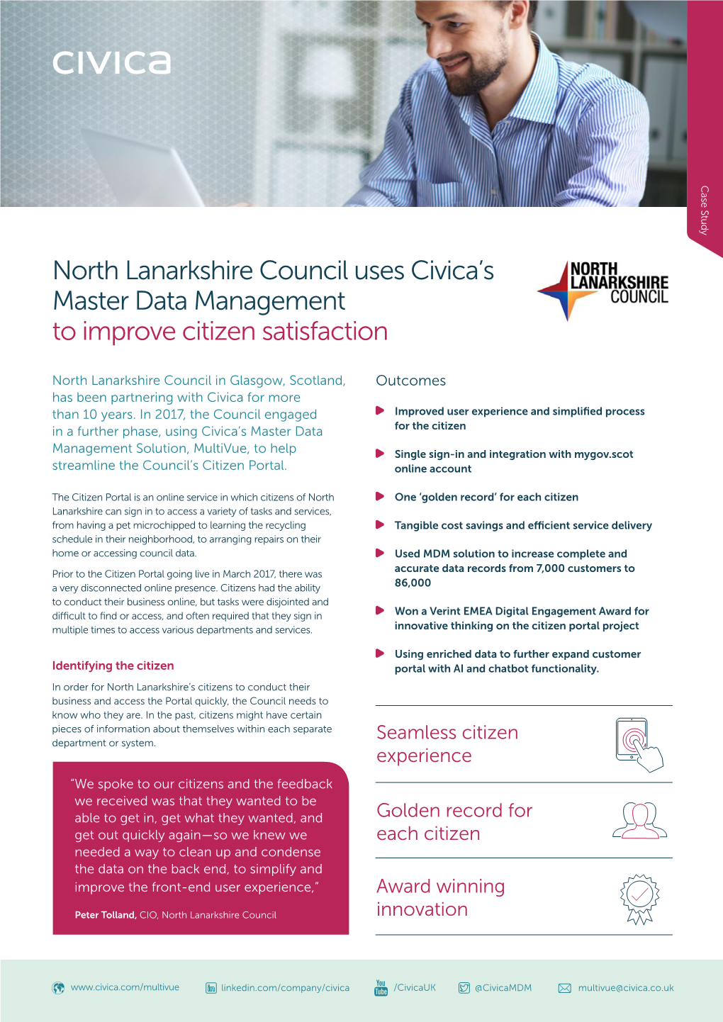 North Lanarkshire Council Uses Civica's Master Data Management to Improve Citizen Satisfaction
