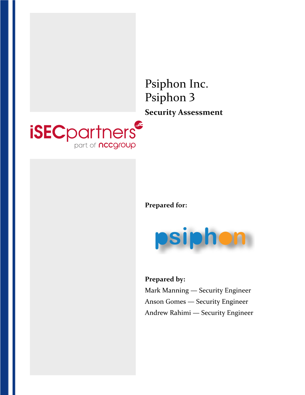 Psiphon Inc. Psiphon 3 Security Assessment