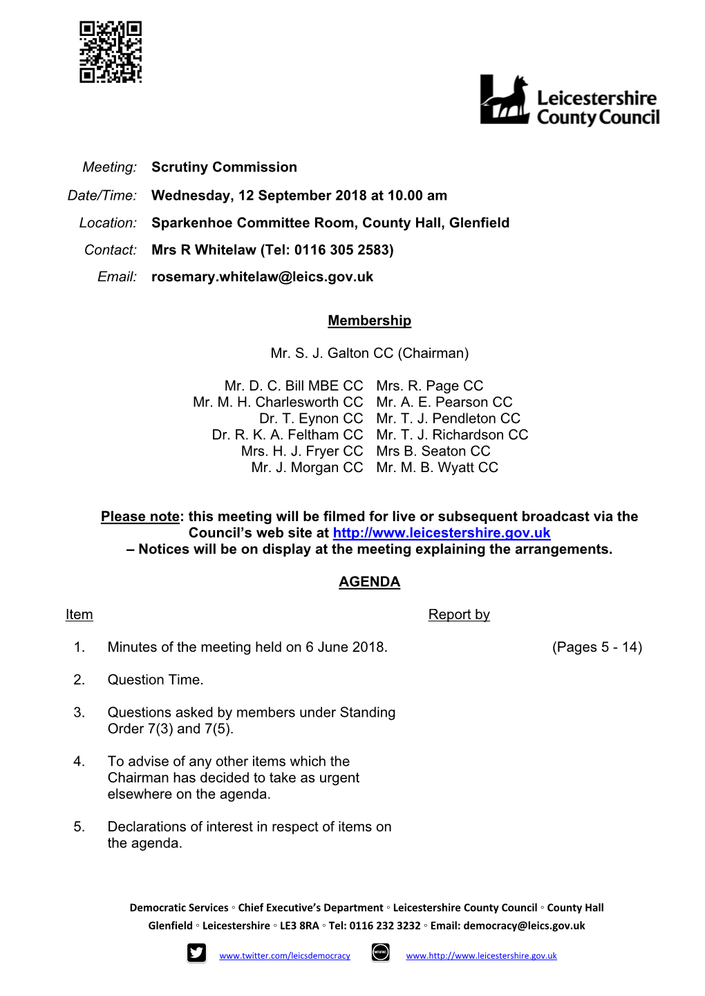 (Public Pack)Agenda Document for Scrutiny Commission, 12/09/2018