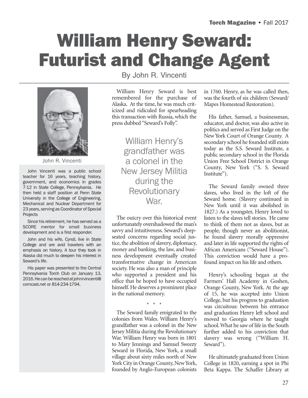 William Henry Seward: Futurist and Change Agent by John R
