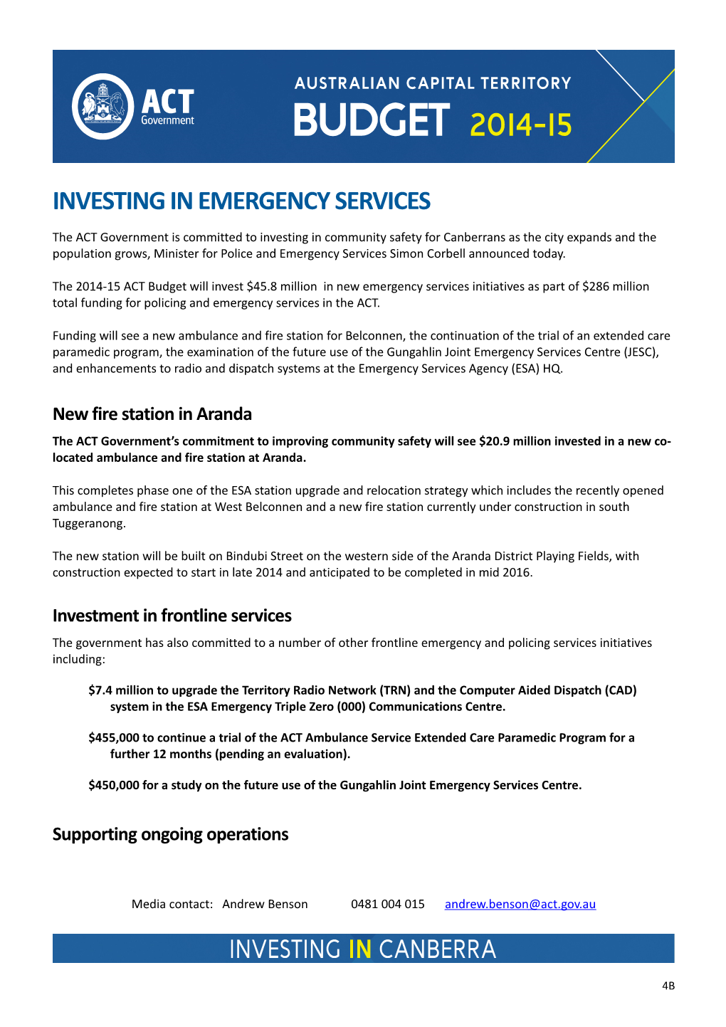 ACT Government Budget 2014