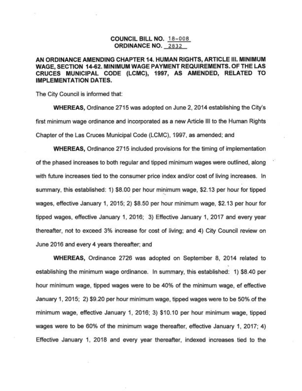 Minimum Wage Ordinance and Incorporated As a New Article Ill to the Human Rights