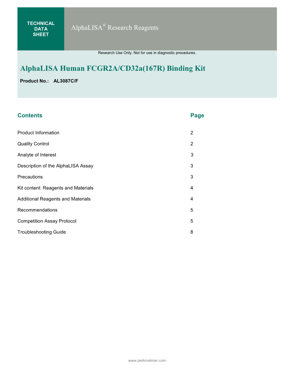 Alphalisa Human FCGR2A/Cd32a(167R) Binding Kit