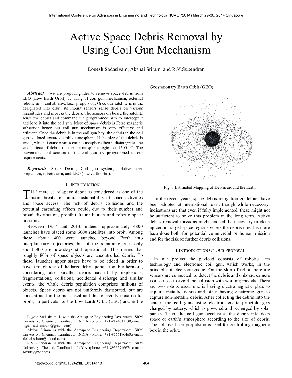 Active Space Debris Removal by Using Coil Gun Mechanism