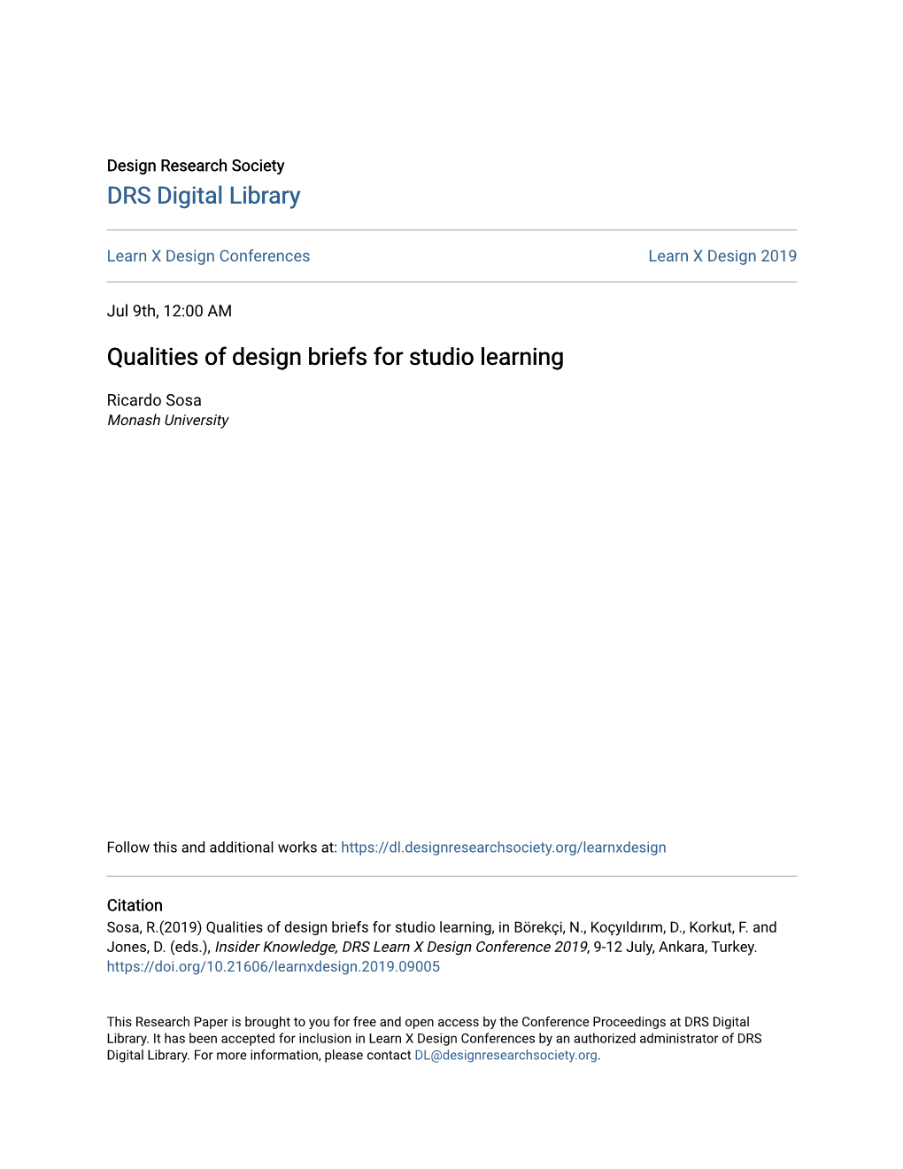 Qualities of Design Briefs for Studio Learning