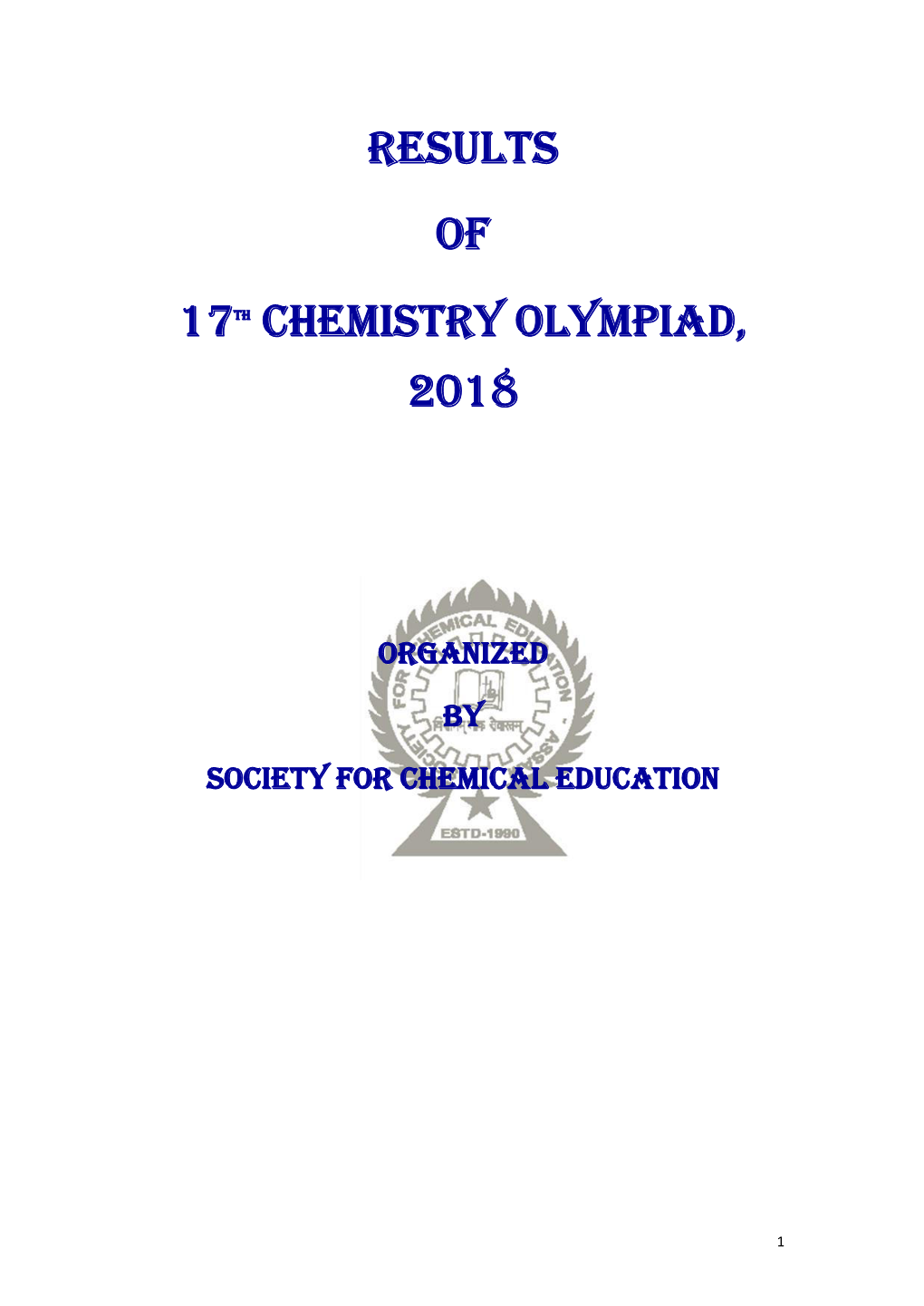 Results of 17Th Chemistry Olympiad, 2018