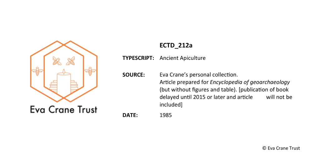 ECTD 212A TYPESCRIPT: Ancient Apiculture