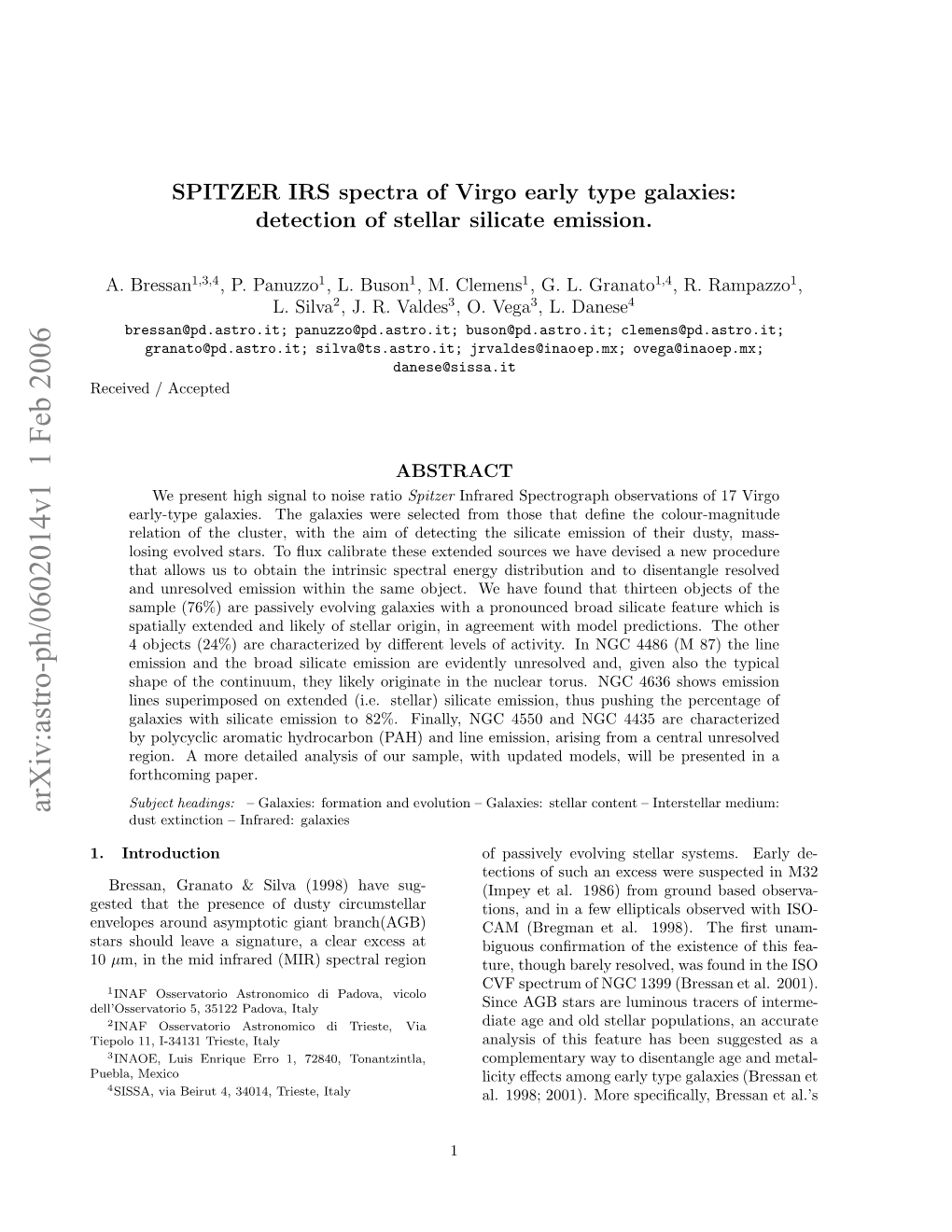 Arxiv:Astro-Ph/0602014V1 1 Feb 2006