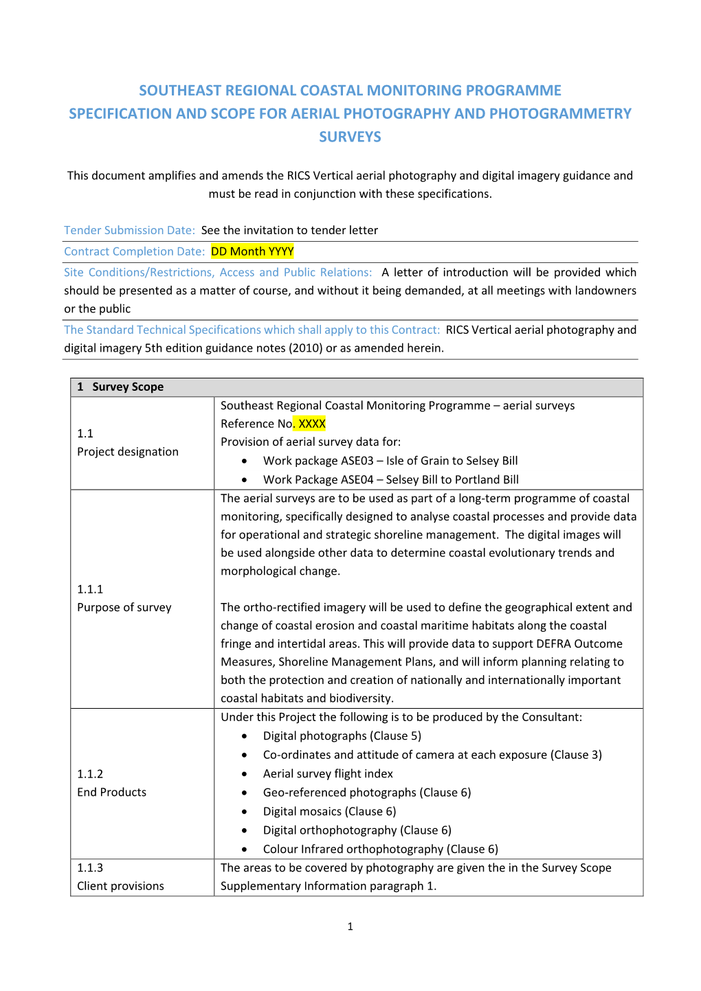 Specification/Brief Aerial SE