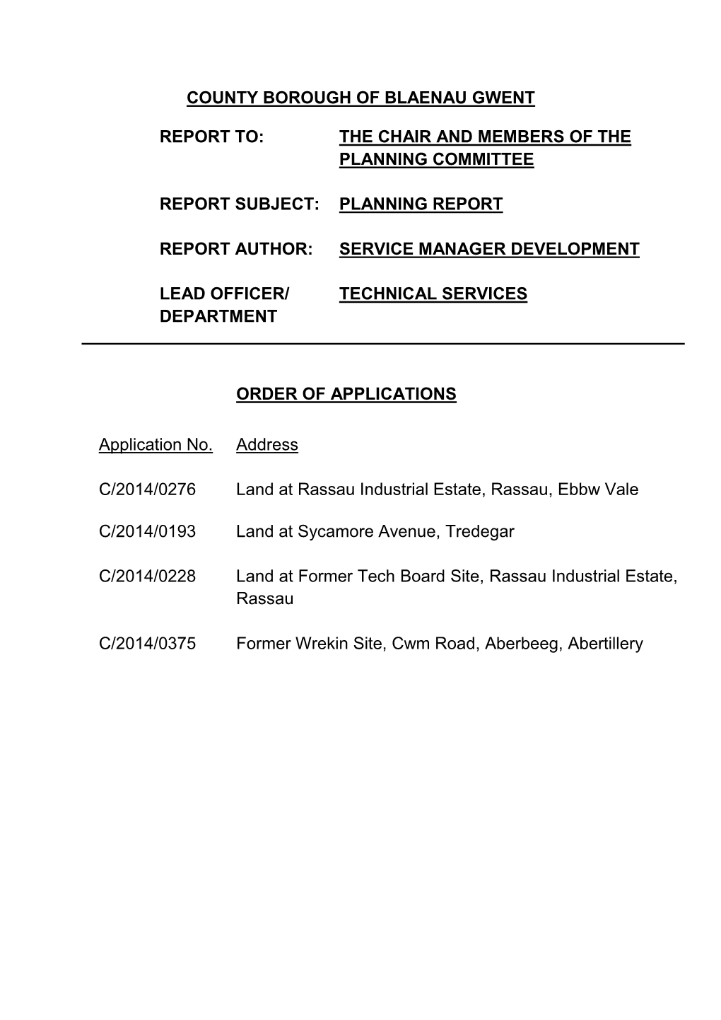 Planning Report