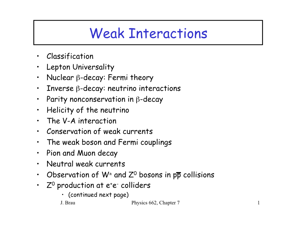 Weak Interactions