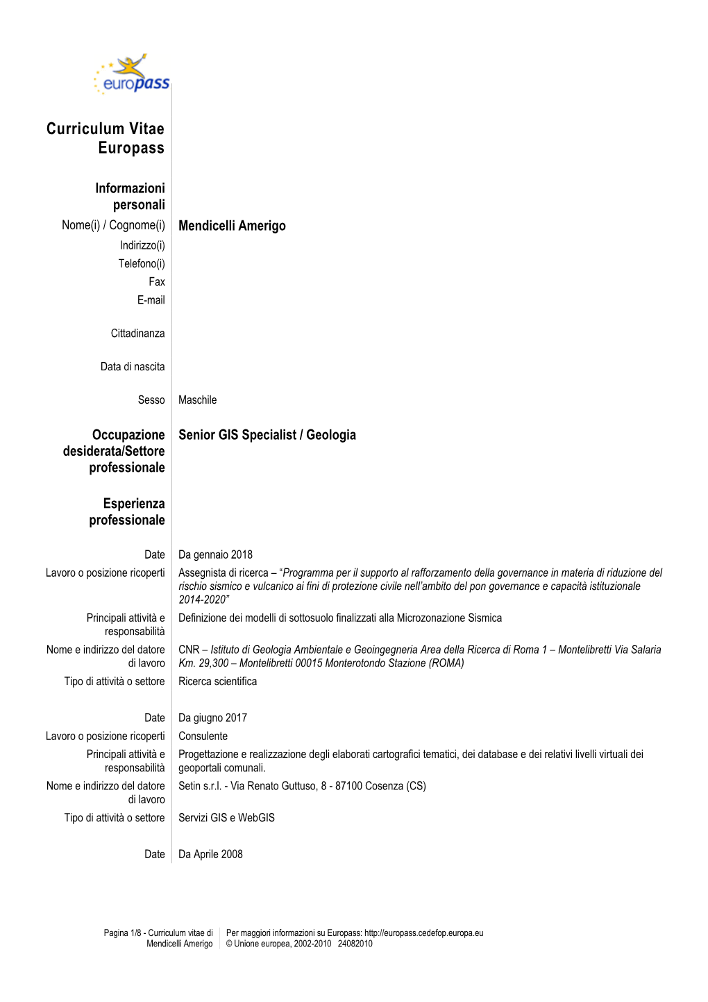 Curriculum Vitae Europass