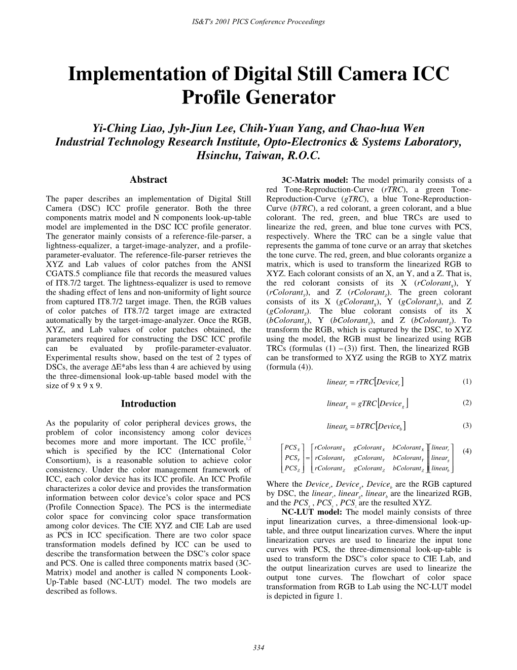 Implementation of Digital Still Camera ICC Profile Generator