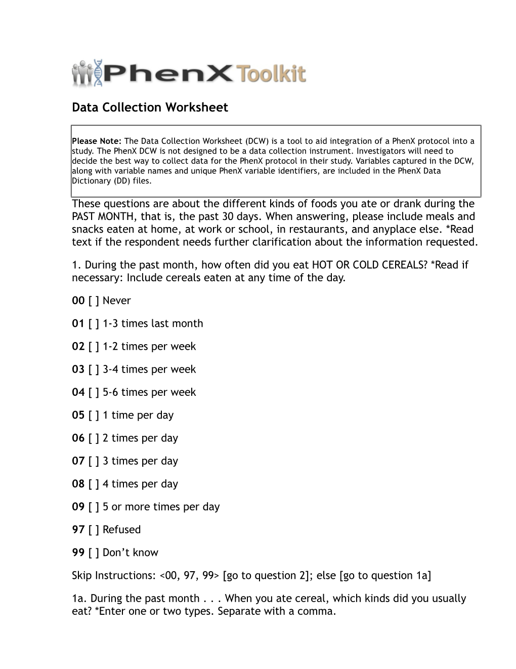 Data Collection Worksheet