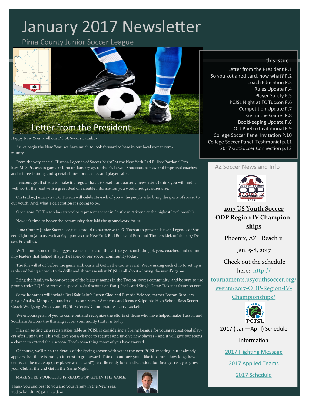 January 2017 Newsletter Pima County Junior Soccer League