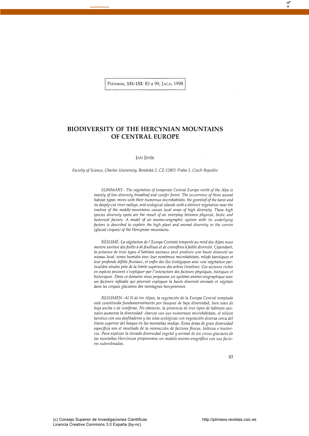 Biodiversity of the Hercynian Mountains of Central Europe