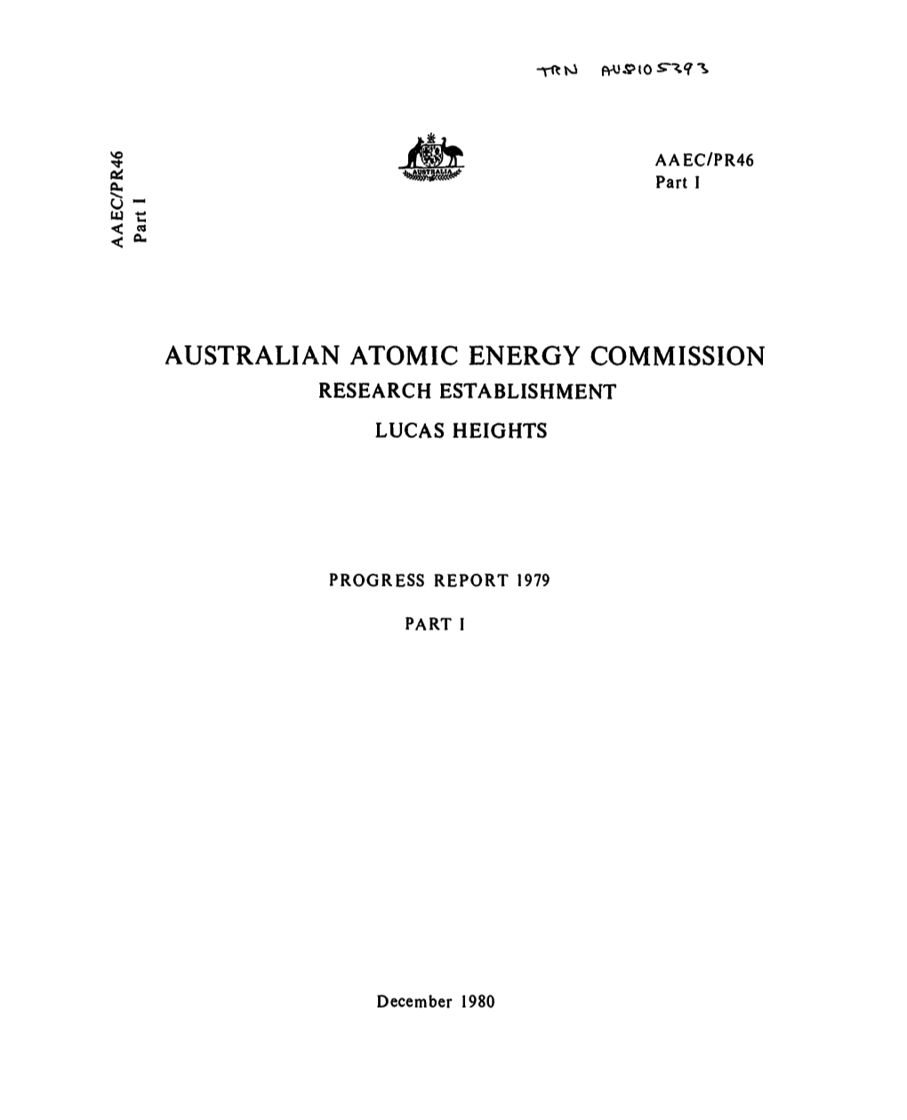 Australian Atomic Energy Commission Research Establishment Lucas Heights