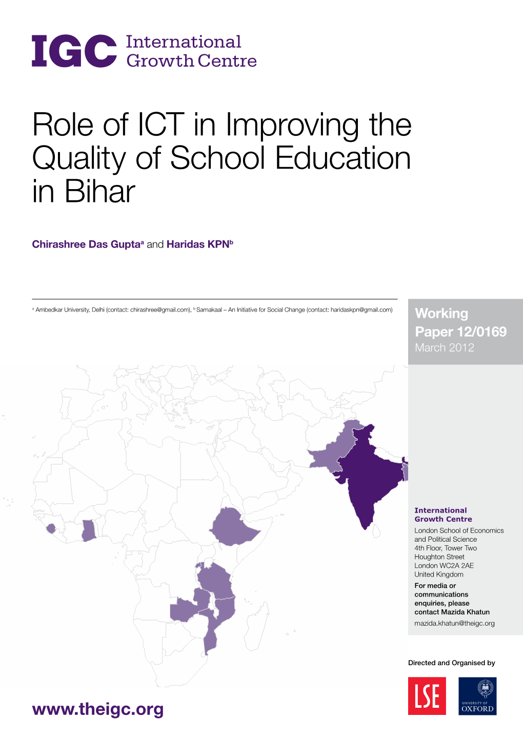 Role of ICT in Improving the Quality of School Education in Bihar