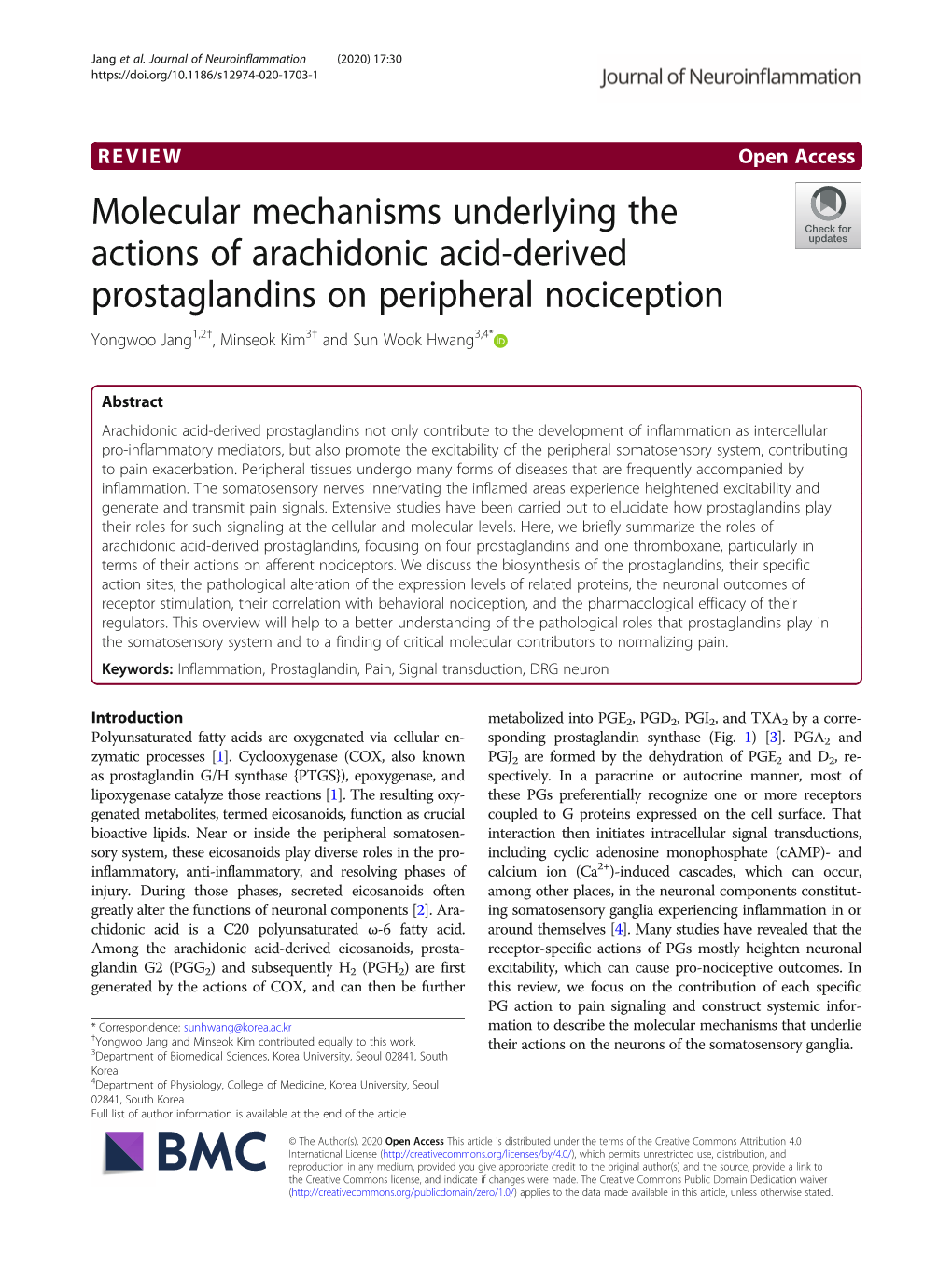 Molecular Mechanisms Underlying the Actions of Arachidonic Acid-Derived