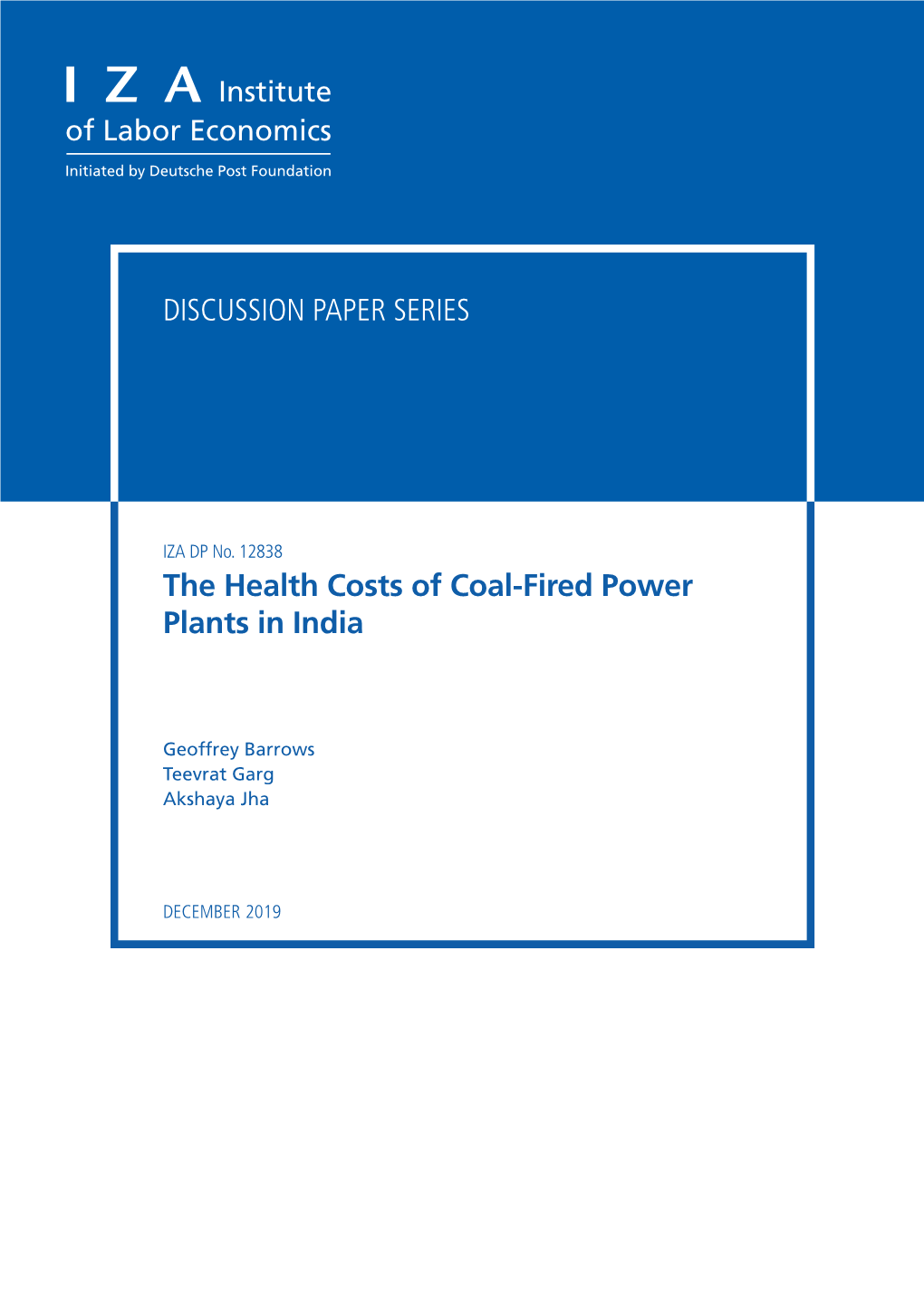 The Health Costs of Coal-Fired Power Plants in India