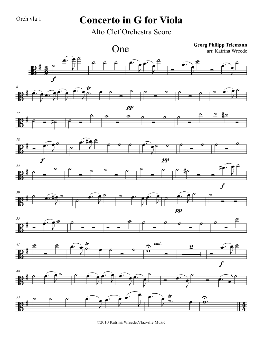 Concerto in G for Viola Alto Clef Orchestra Score