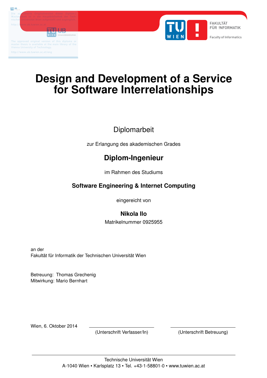 Design and Development of a Service for Software Interrelationships