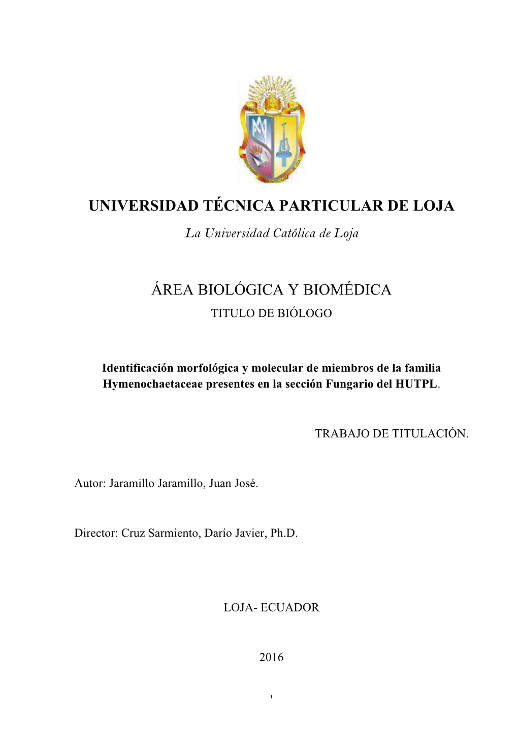 Universidad Técnica Particular De Loja Área Biológica Y Biomédica