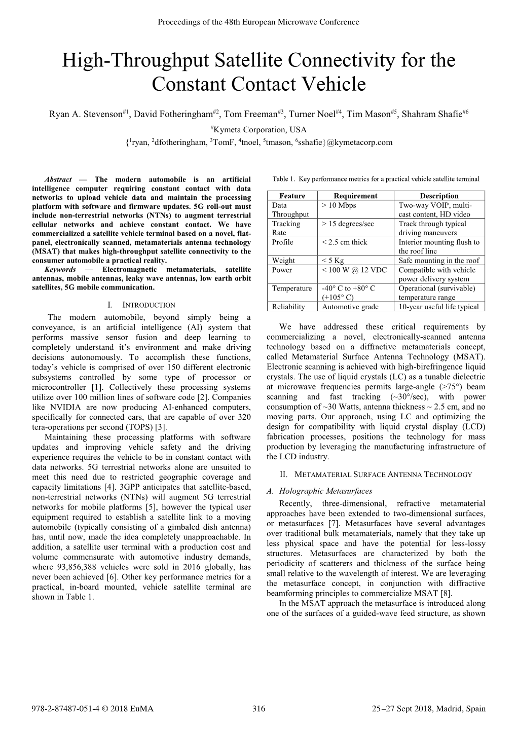 Eumc: High-Throughput Satellite Connectivity for the Constant Contact Vehicle