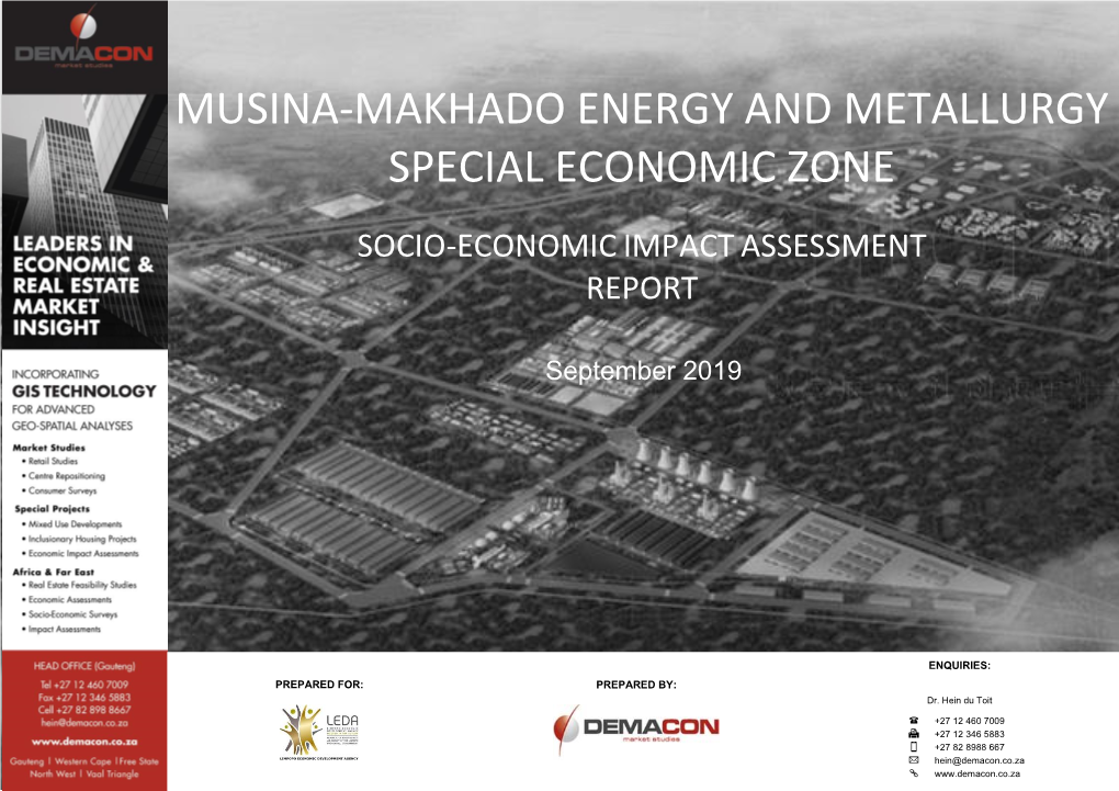 Musina-Makhado Energy and Metallurgy Special Economic Zone - MUSINA-MAKHADO ENERGY and METALLURGY SPECIAL ECONOMIC ZONE