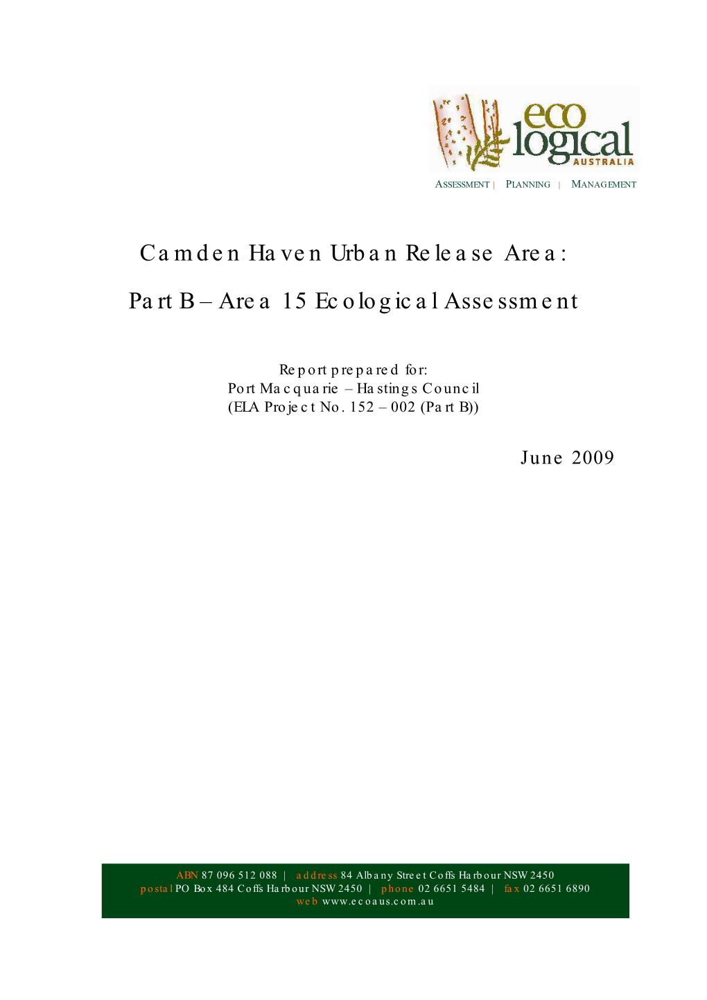 Area 15 Ecological Assessment