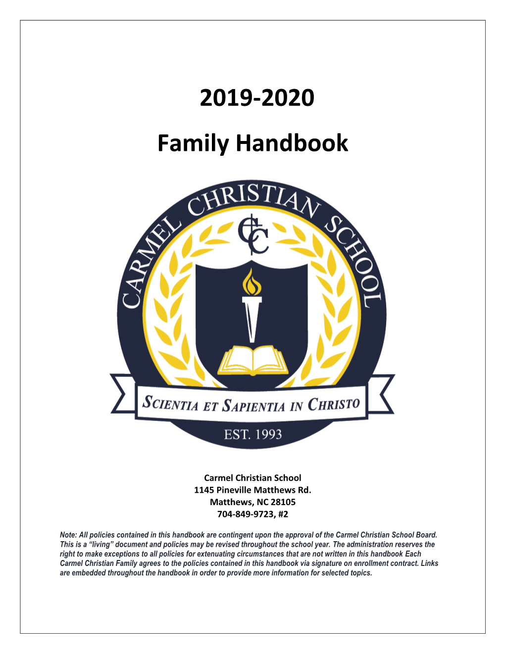 2019-2020 Family Handbook