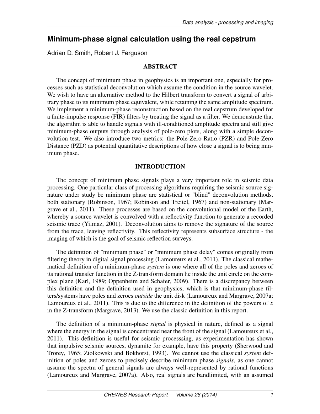 Minimum-Phase Signal Calculation Using the Real Cepstrum