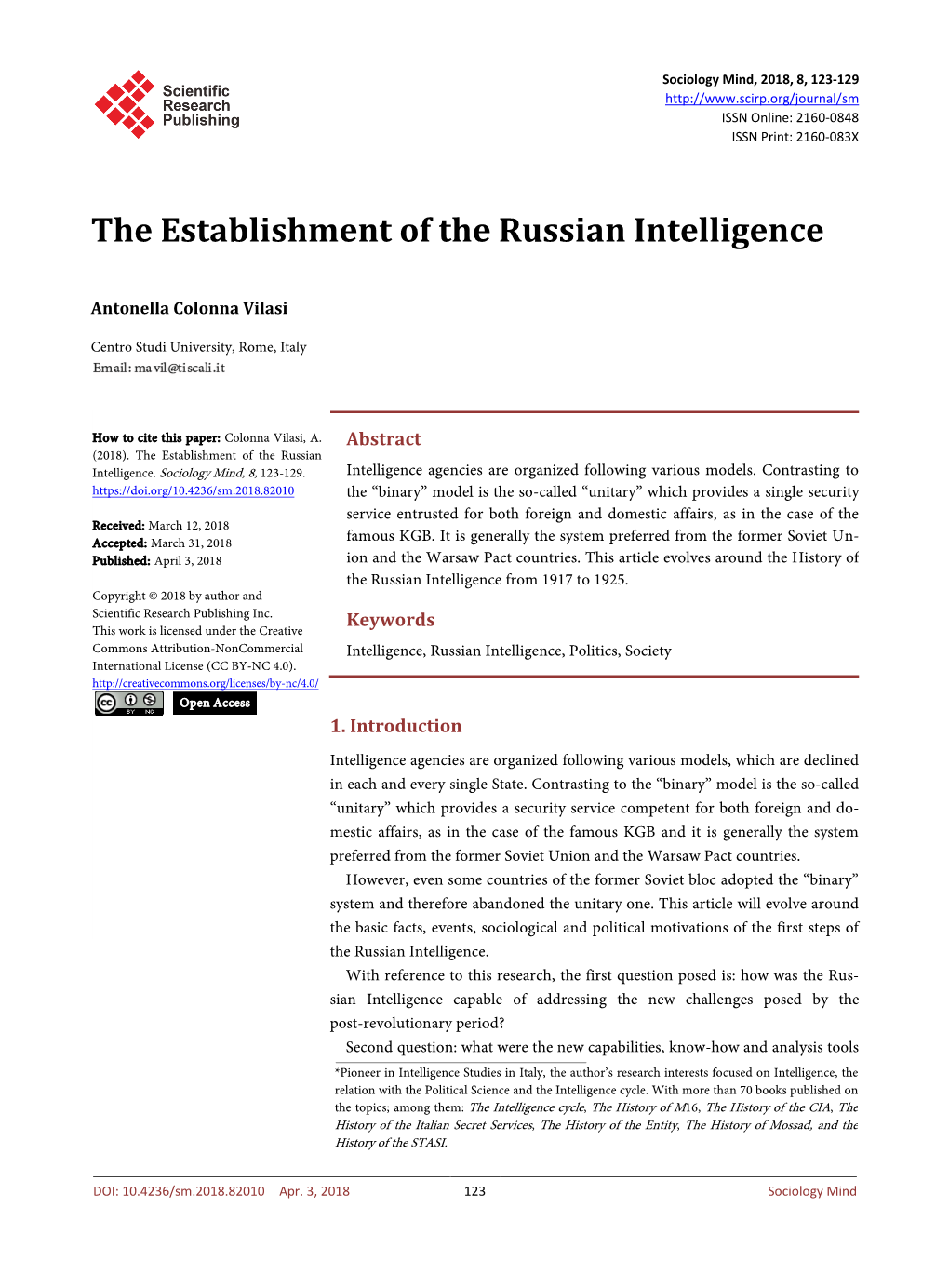 The Establishment of the Russian Intelligence