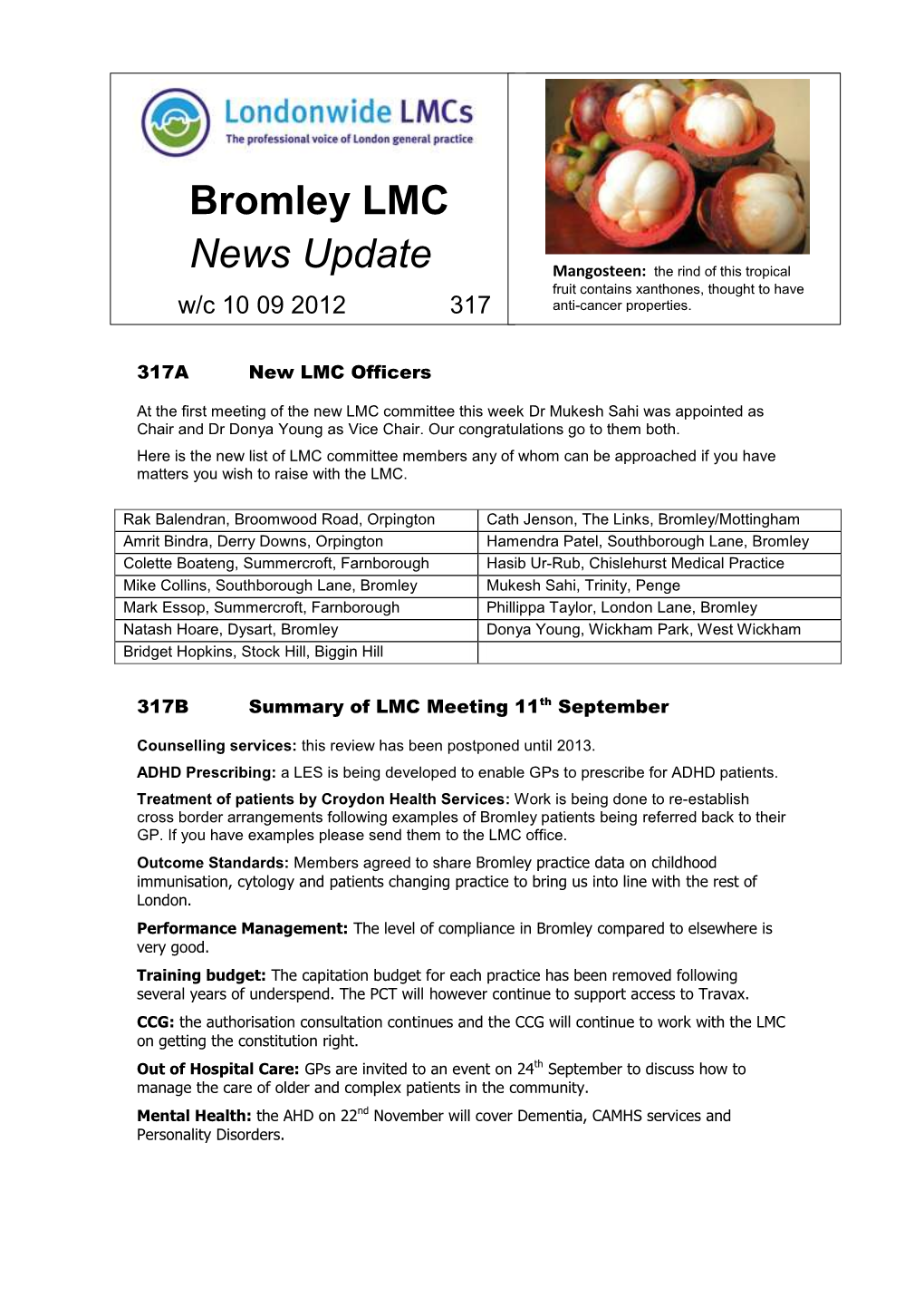 Bromley LMC News Update