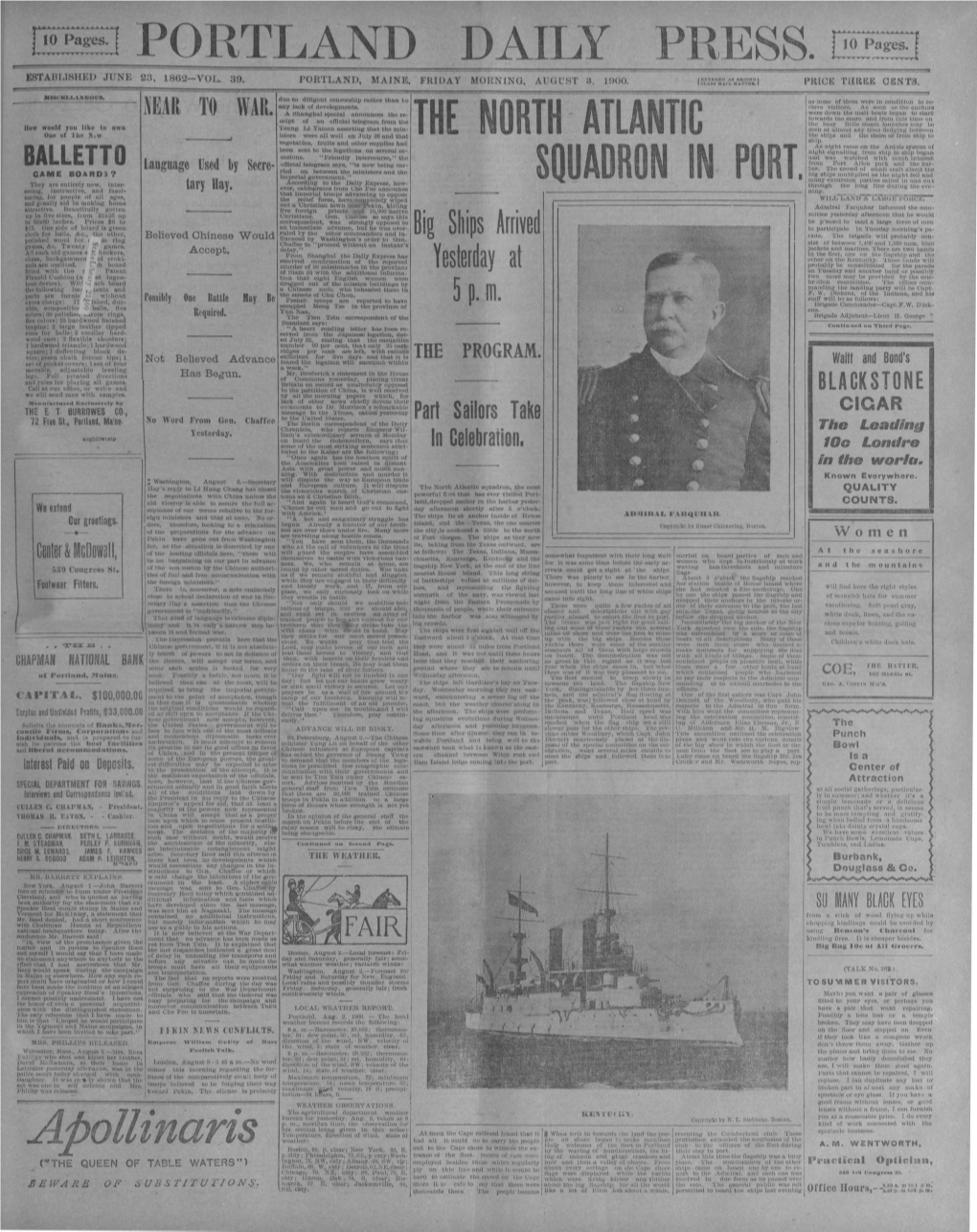 Portland Daily Press: August 3, 1900