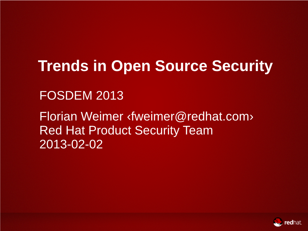 Trends in Open Source Security