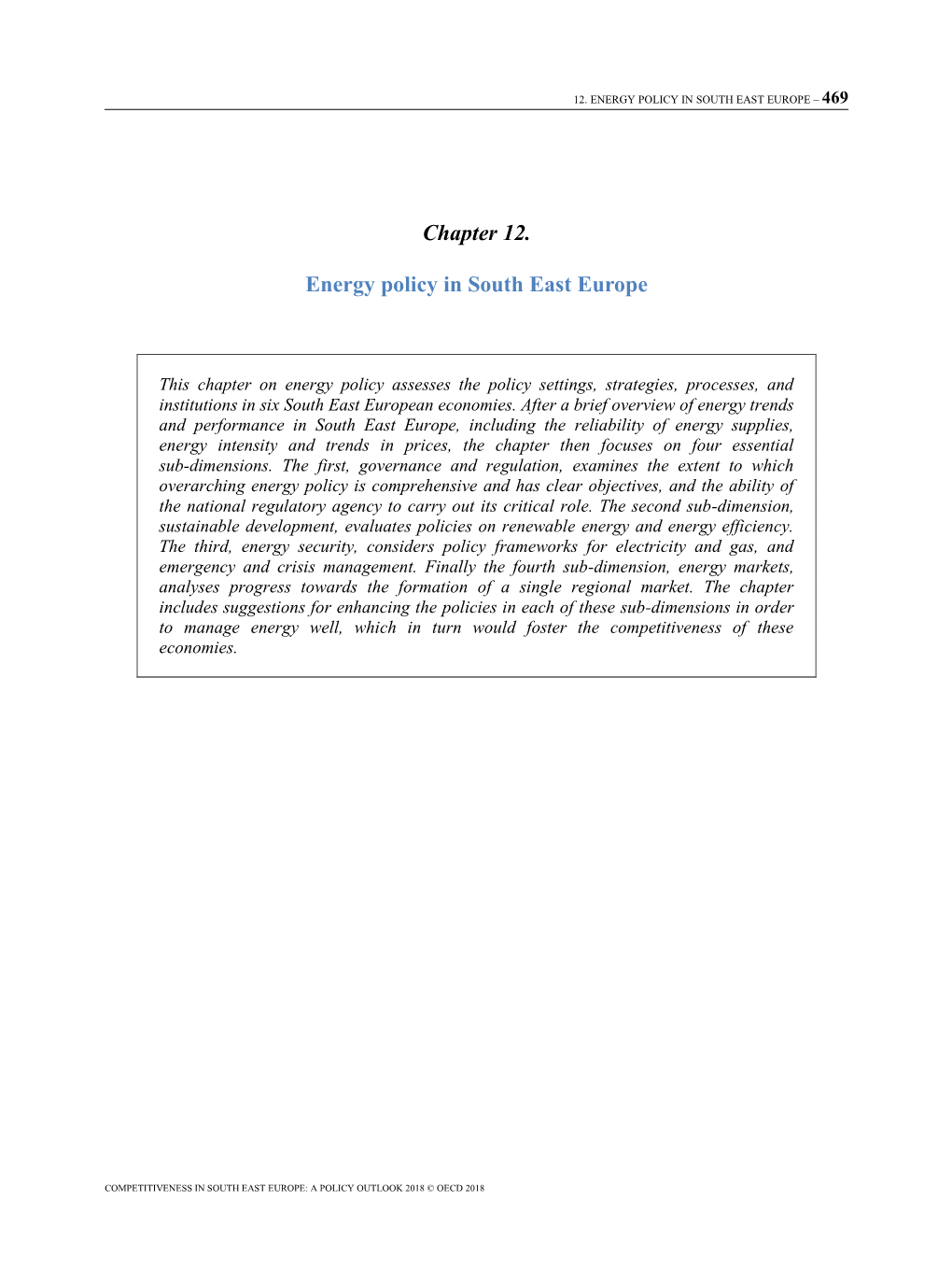 Chapter 12. Energy Policy in South East Europe