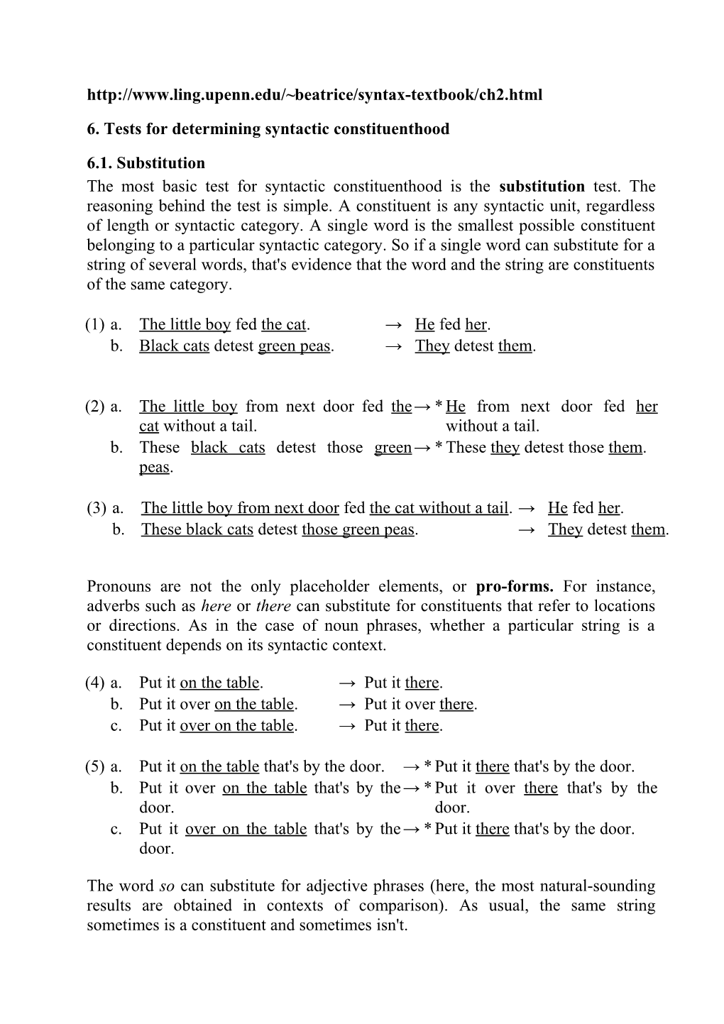 6. Tests for Determining Syntactic Constituenthood