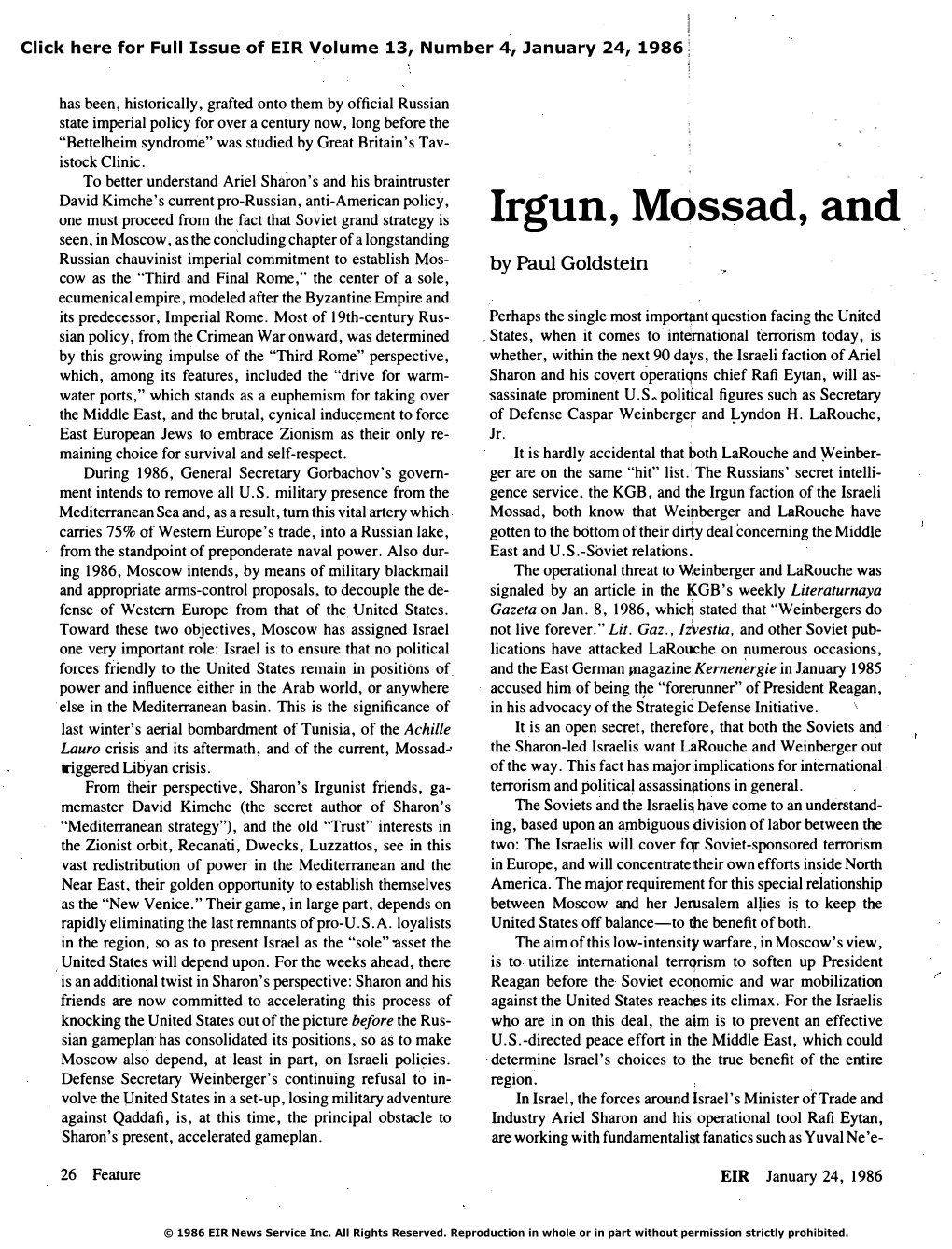 Irgun, Mossad, and Global Terrorism