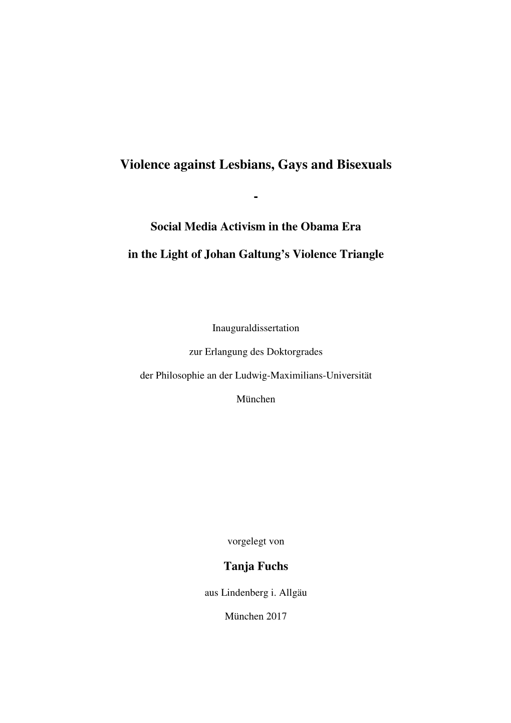 Violence Against Lesbians, Gays and Bisexuals