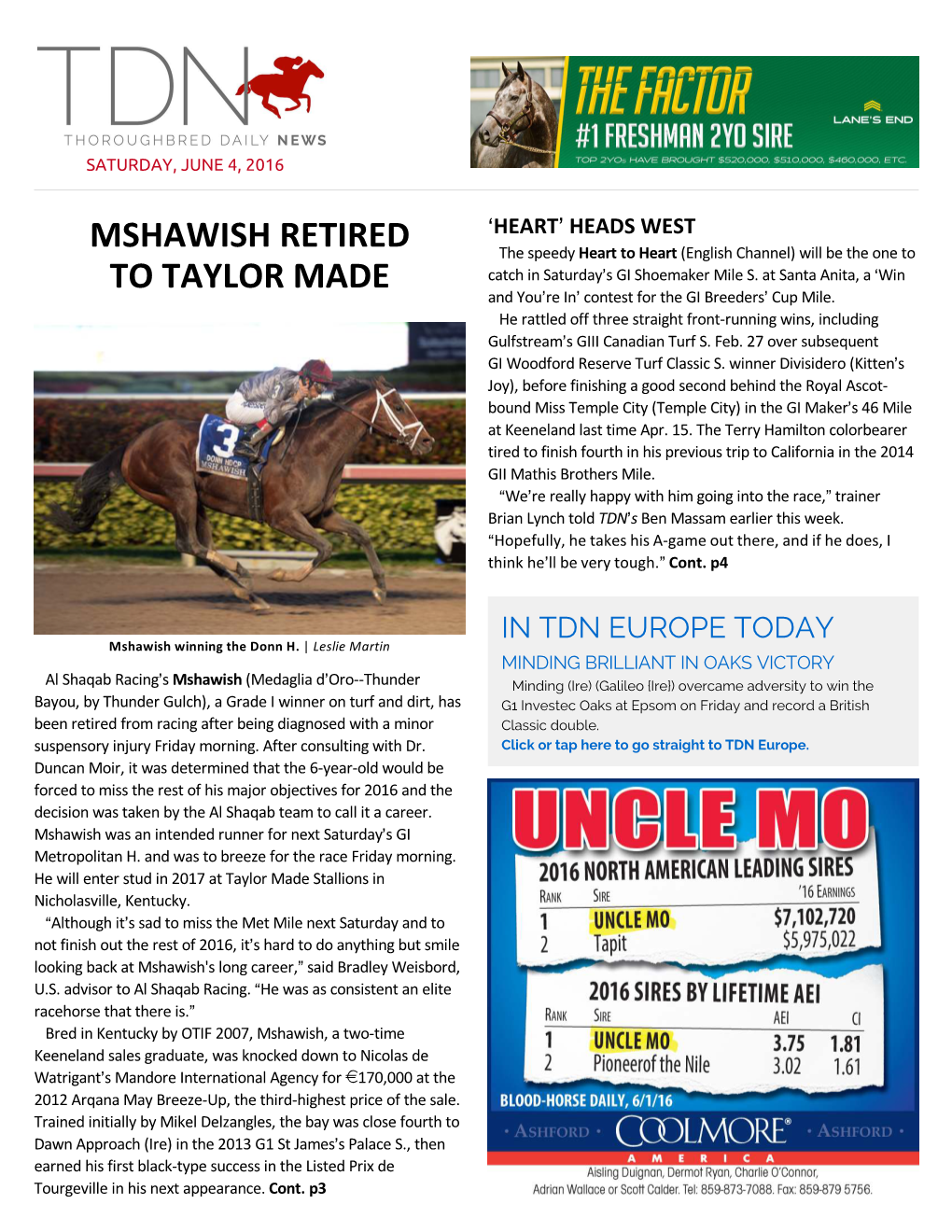 Mshawish Retired to Taylor Made