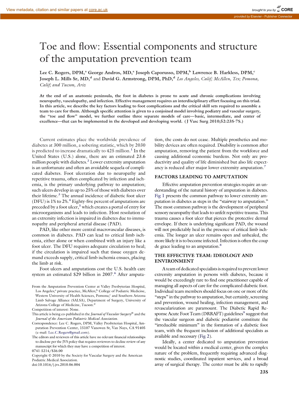 Toe and Flow: Essential Components and Structure of the Amputation Prevention Team