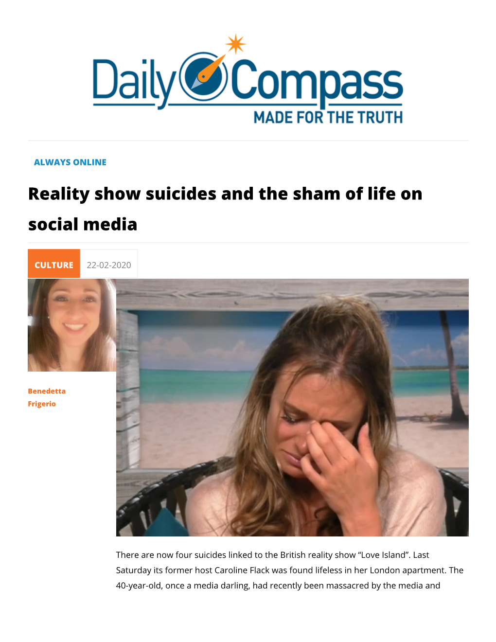 Reality Show Suicides and the Sham of Life on Social Media