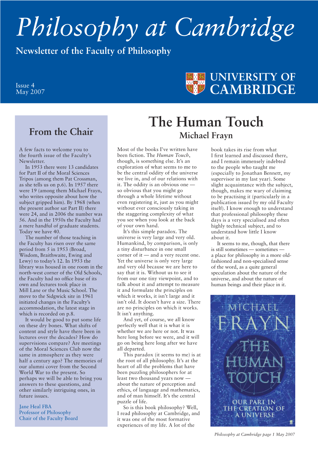 Philosophy at Cambridge Newsletter of the Faculty of Philosophy