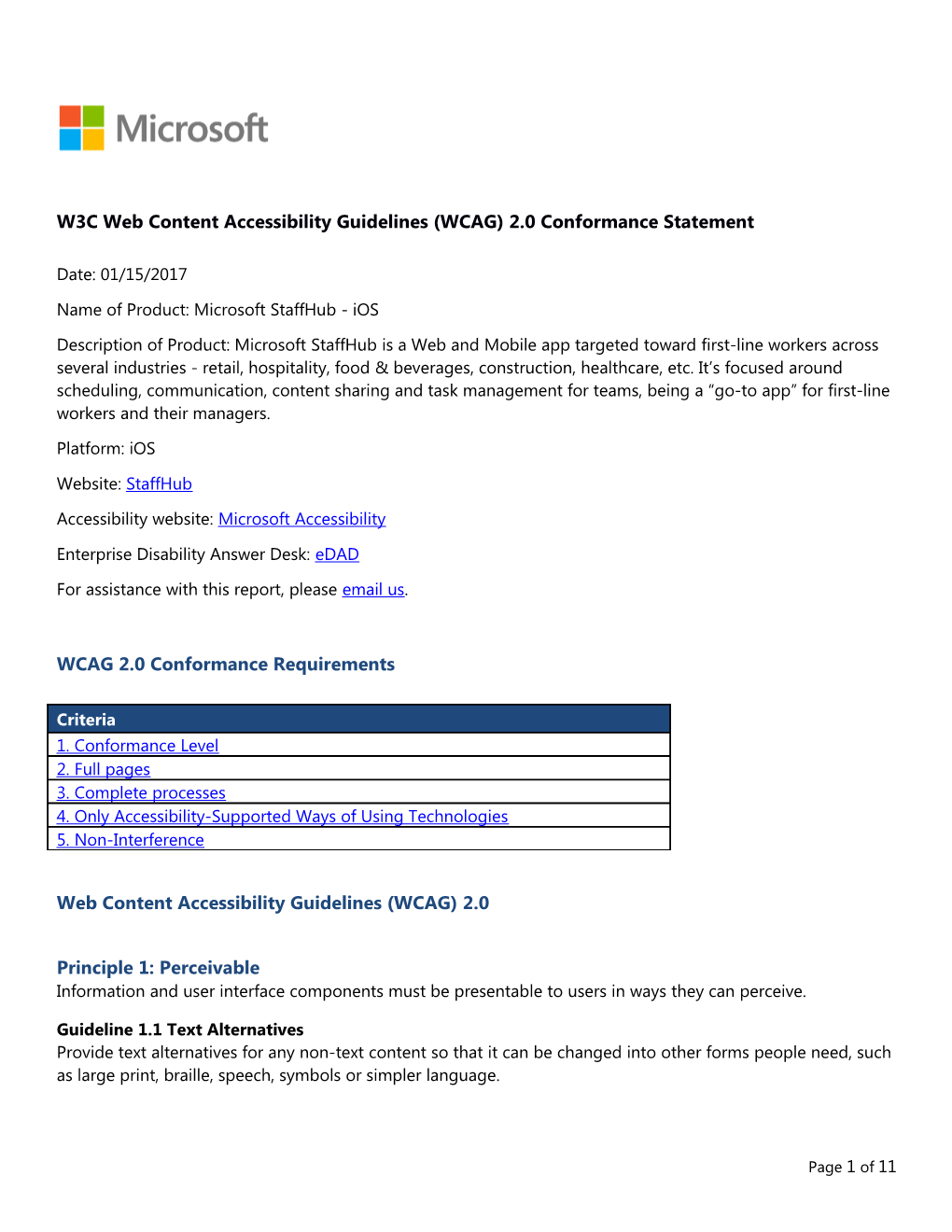 W3C Web Content Accessibility Guidelines (WCAG) 2.0 Conformance Statement s4