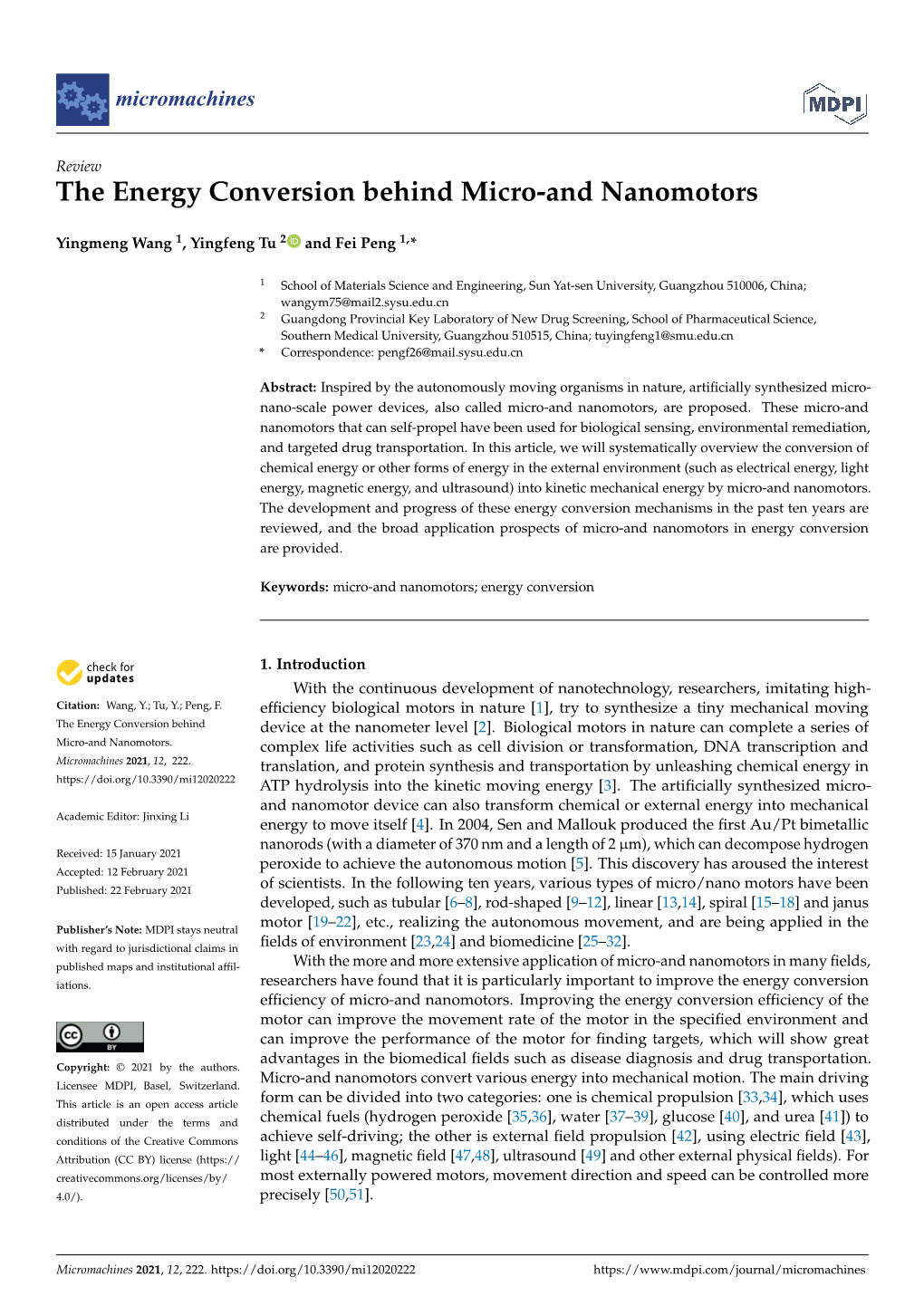 The Energy Conversion Behind Micro-And Nanomotors